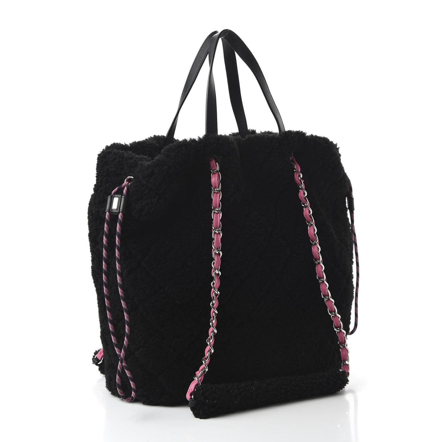 Shearling Sheepskin Large Coco Neige Tote Black
