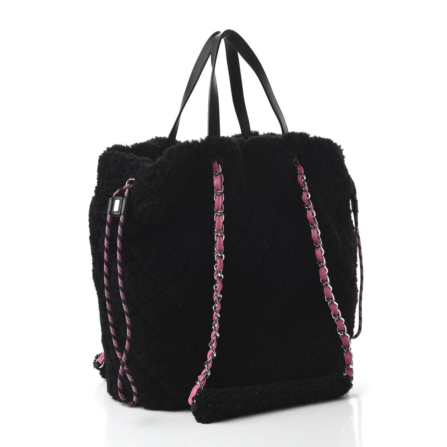 Chanel Shearling Sheepskin Large Coco Neige Tote Black 3 of 10