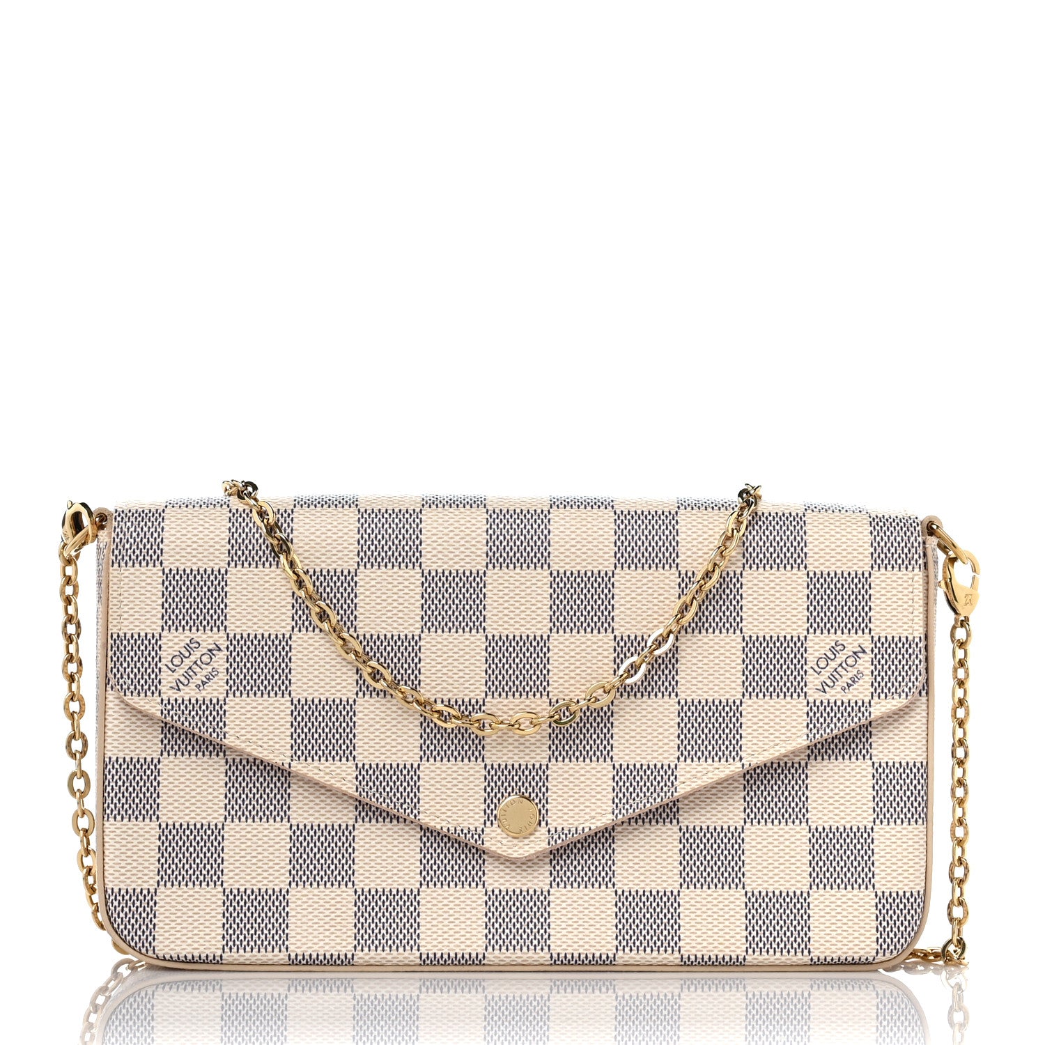 Louis Vuitton Damier Azur Pochette Felicie Chain Wallet Rose Ballerine 3 of 10