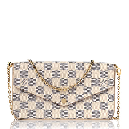 Louis Vuitton Damier Azur Pochette Felicie Chain Wallet Rose Ballerine 3 of 10