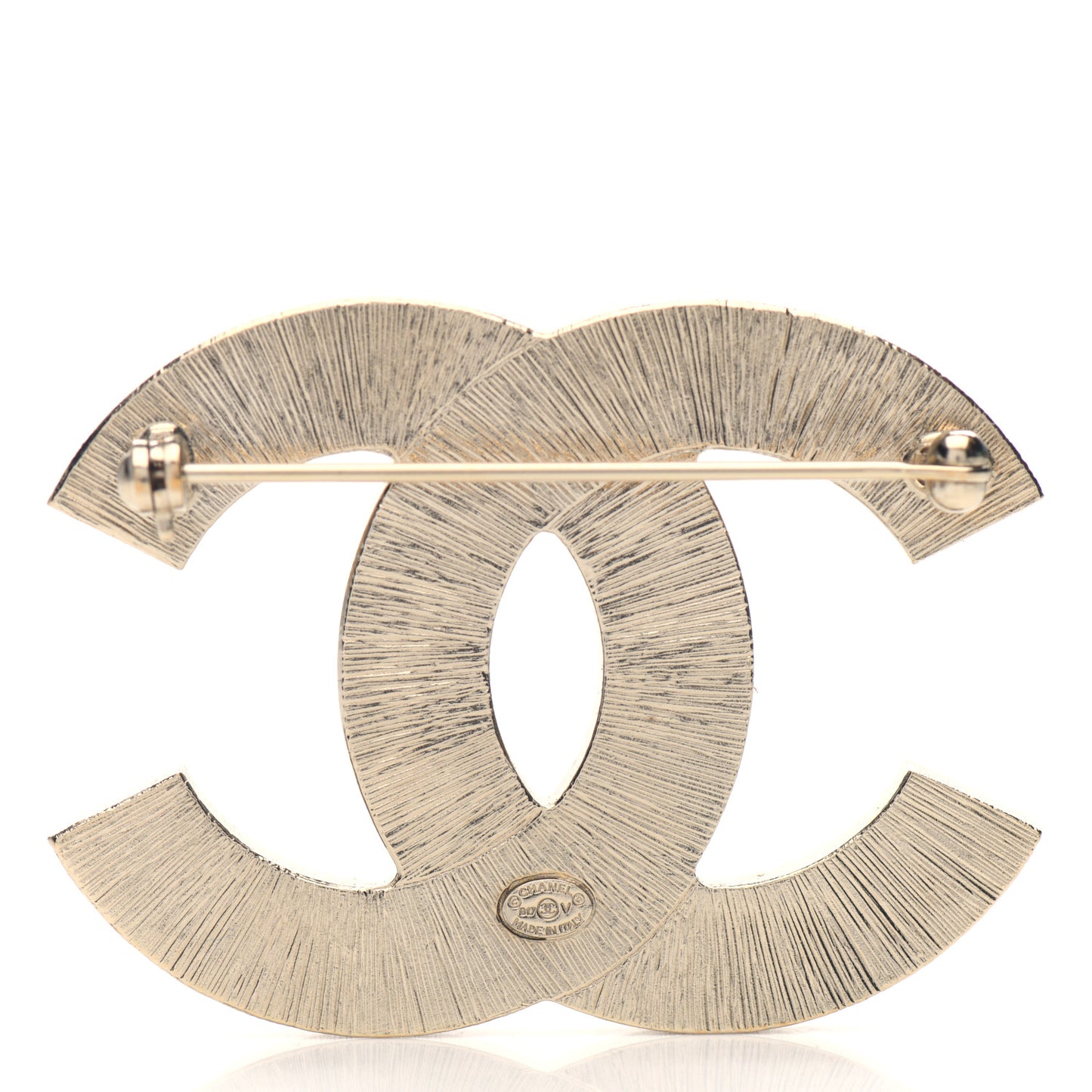 Metal Quilted CC Brooch Silver Gold