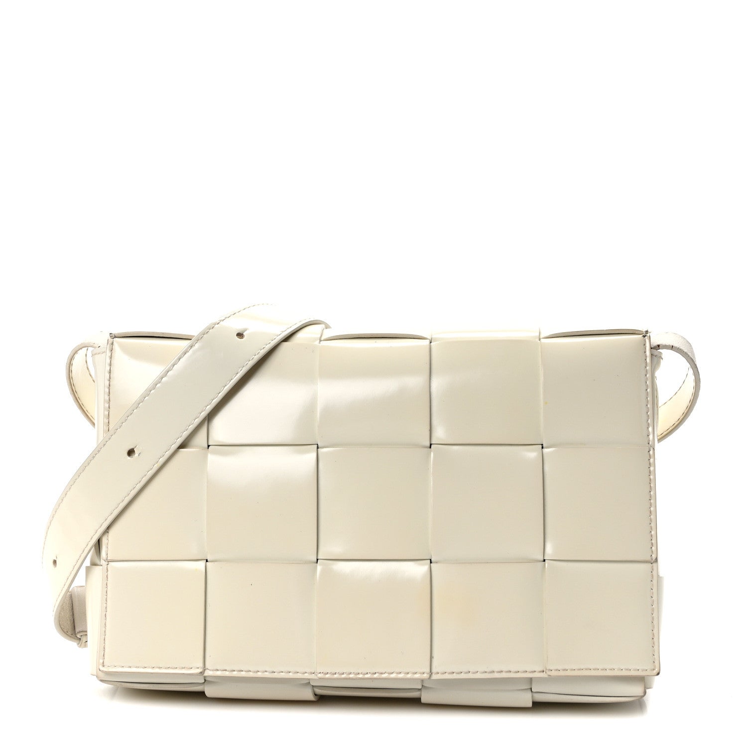 Bottega Veneta Patent Maxi Intrecciato Cassette Crossbody Bag White 1 of 11