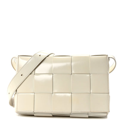 Bottega Veneta Patent Maxi Intrecciato Cassette Crossbody Bag White 1 of 11