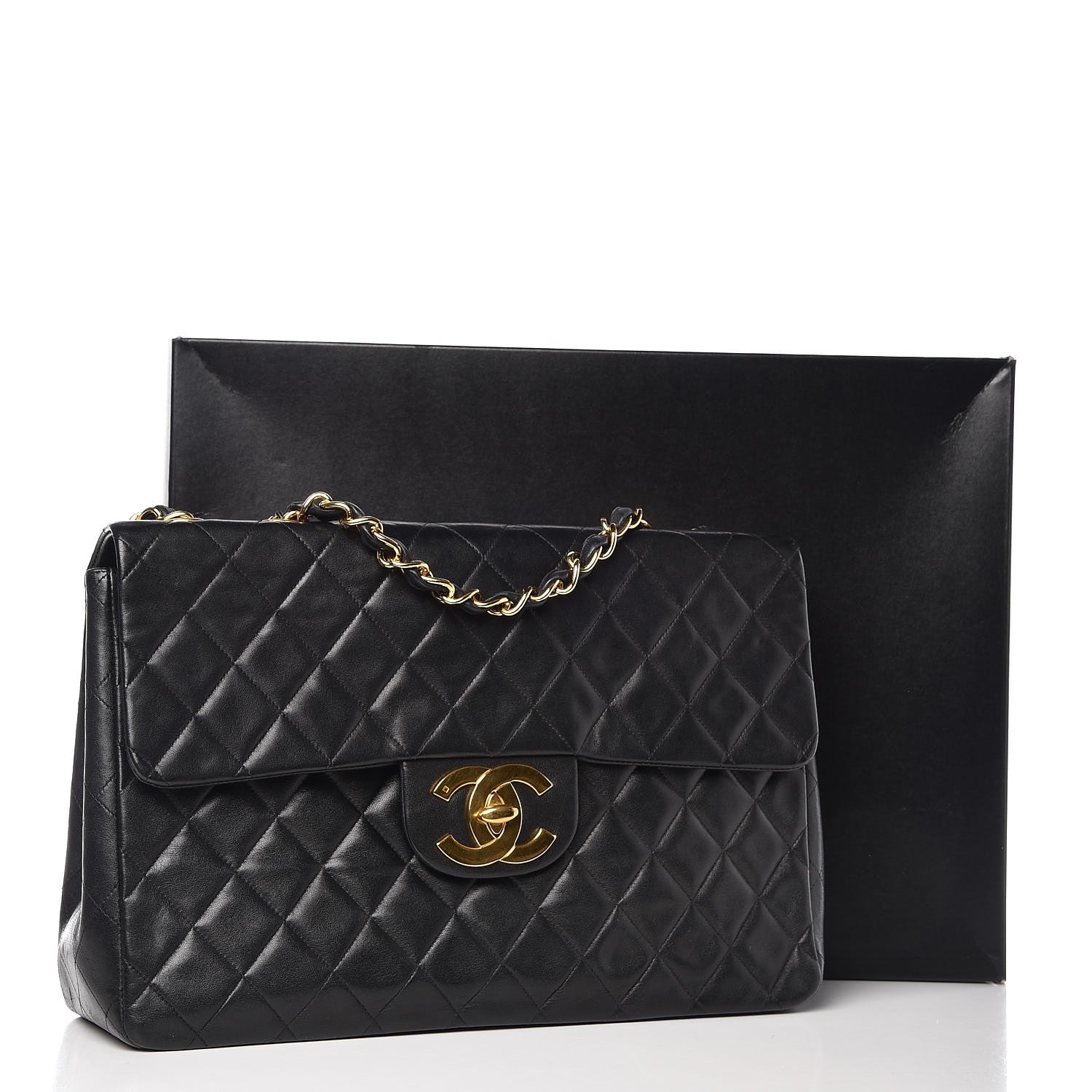 Chanel Lambskin Quilted XL Jumbo Single Flap Black 14 of 14