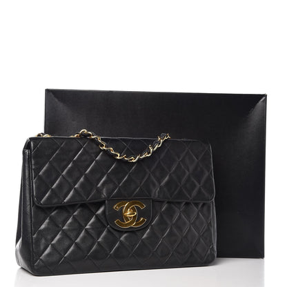 Chanel Lambskin Quilted XL Jumbo Single Flap Black 14 of 14