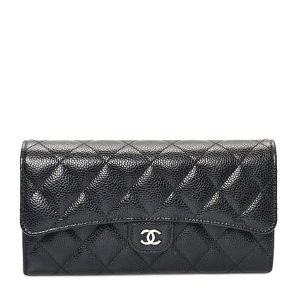 Chanel Caviar Quilted Large Gusset Flap Wallet Black 1 of 8