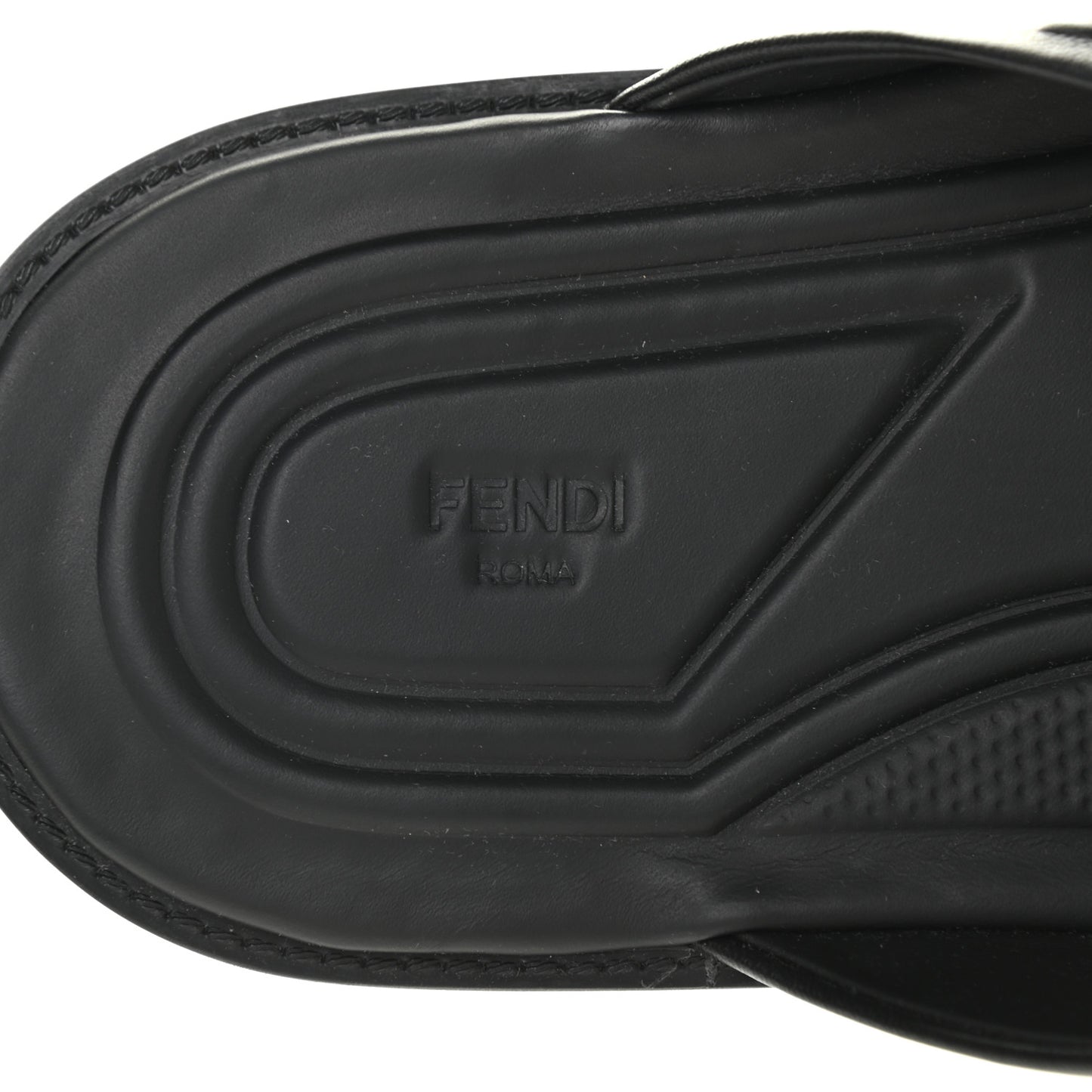 Nappa FF Embossed Mens Criss Cross Slide Sandals 12 Black