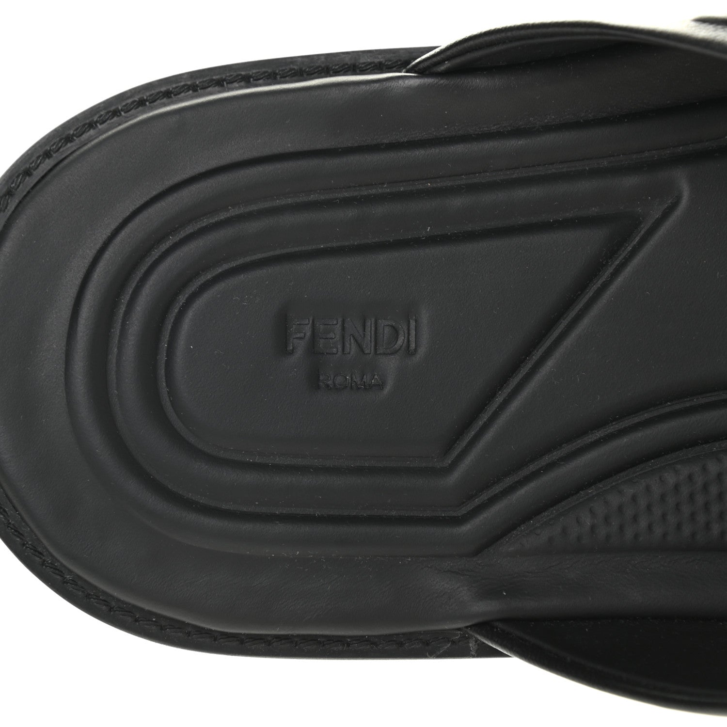 Fendi Nappa FF Embossed Mens Criss Cross Slide Sandals 12 Black 6 of 9