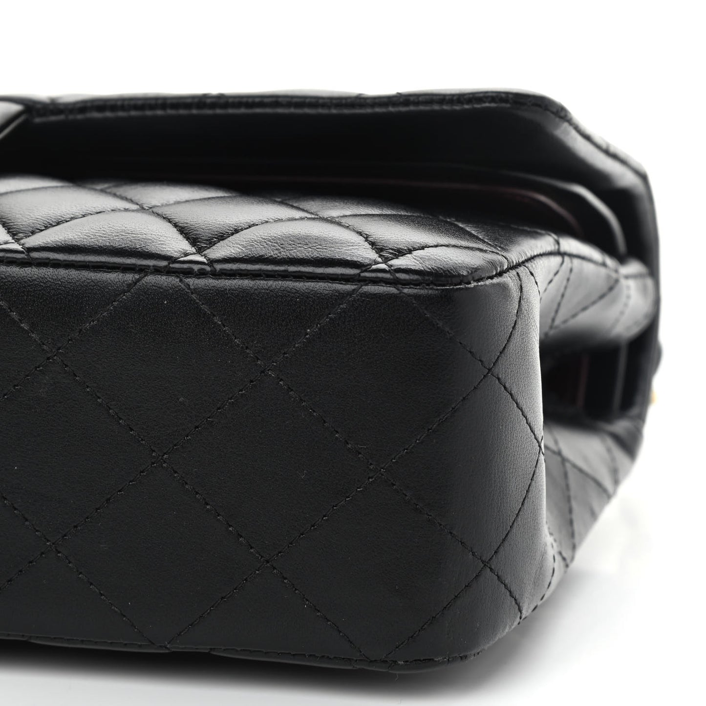 Lambskin Quilted Medium Double Flap Black