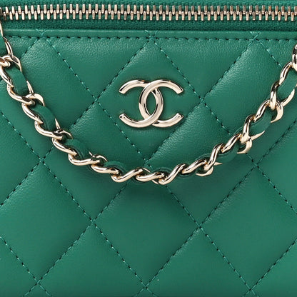Chanel Lambskin Quilted Small Top Handle Vanity Case With Chain Green 8 of 11