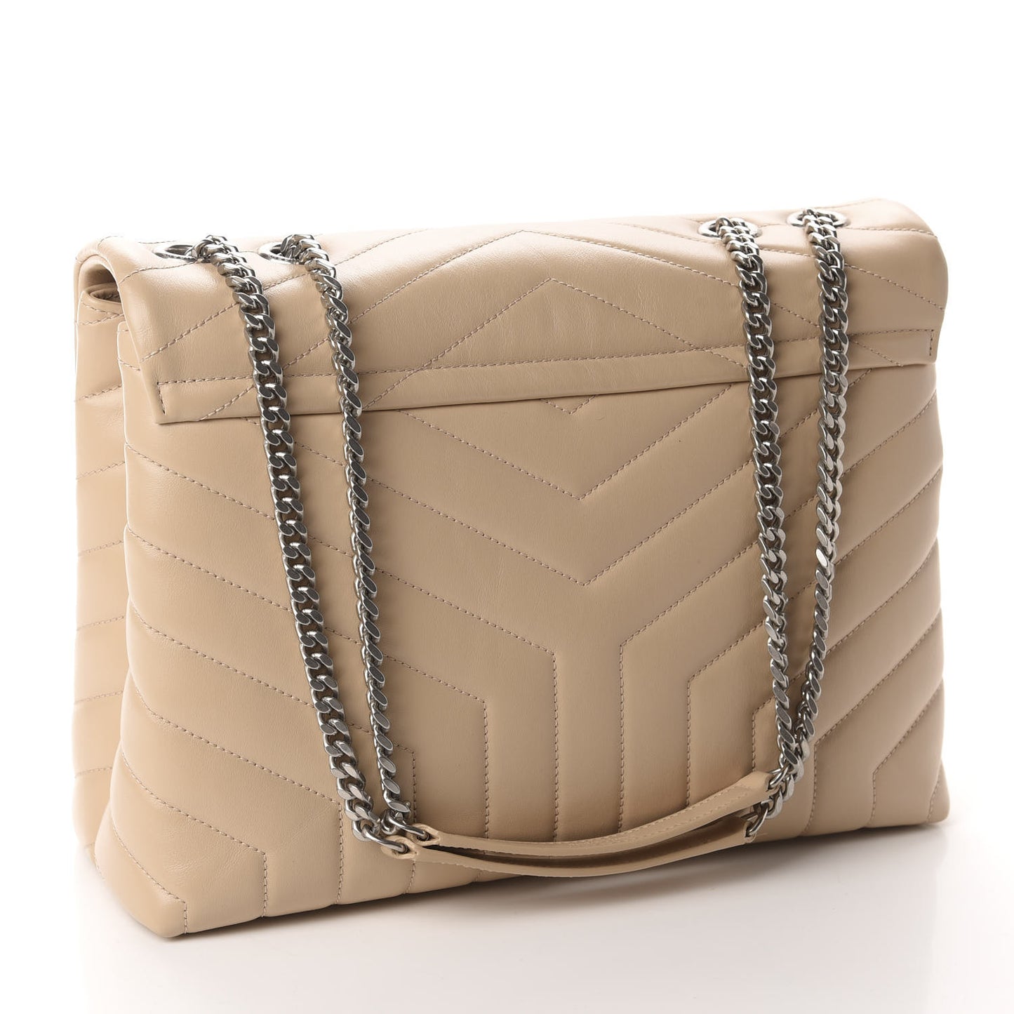 Calfskin Y Quilted Monogram Medium Loulou Chain Satchel Nude Powder