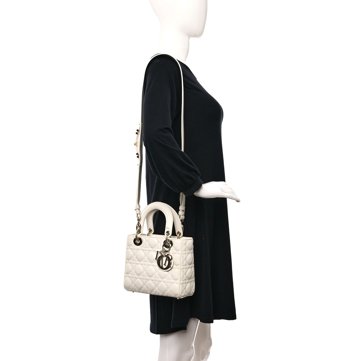 Lambskin Cannage Small My ABCDior Lady Dior White