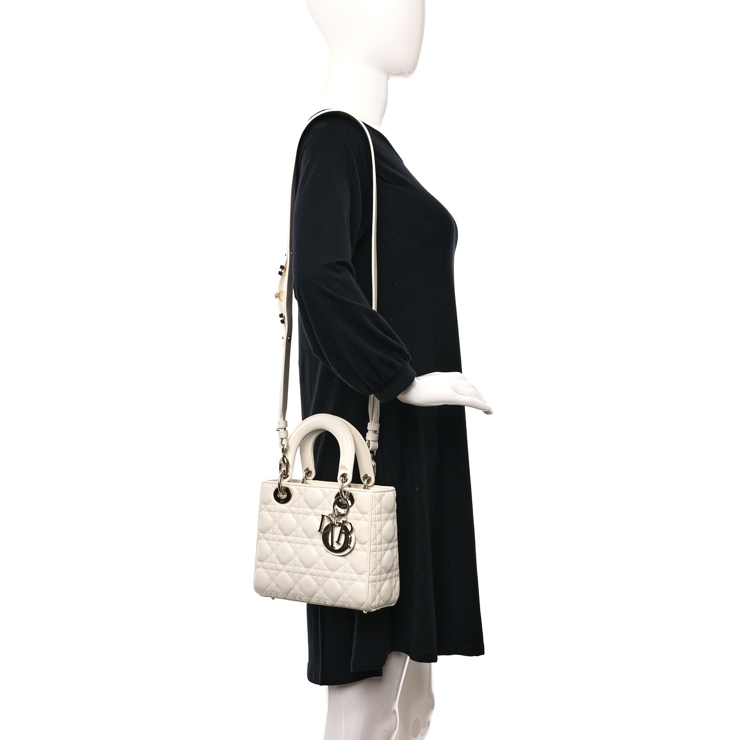 Christian Dior Lambskin Cannage Small My ABCDior Lady Dior White 2 of 8