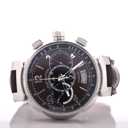 Louis Vuitton Stainless Steel Alligator 44mm Tambour Essential Voyagez Automatic Watch Brown 3 of 10