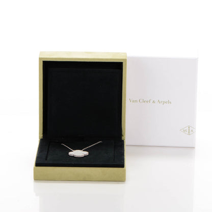 Van Cleef & Arpels 18K White Gold Mother of Pearl Magic Alhambra Pendant Necklace 7 of 7