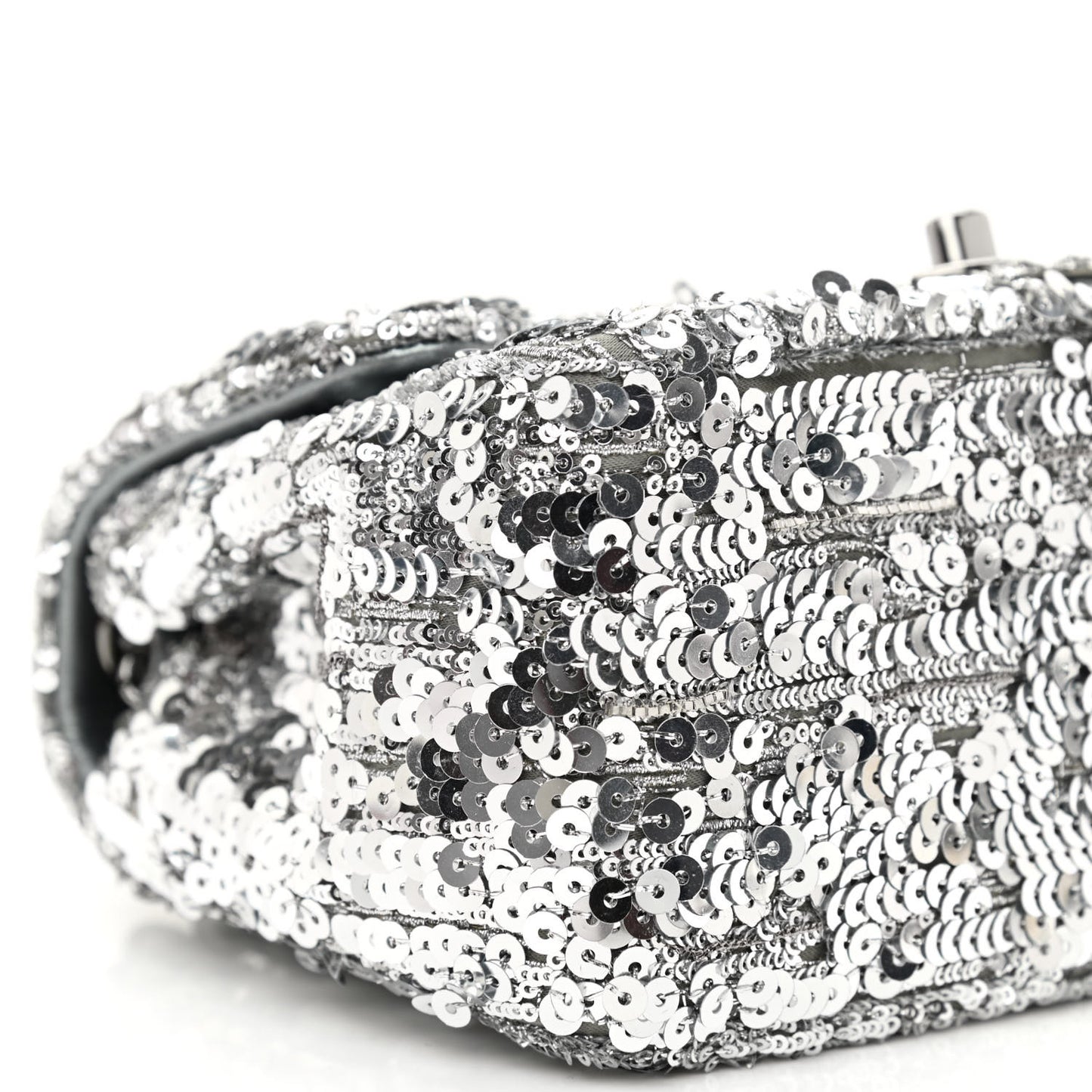 Sequin Mini Square Flap Silver