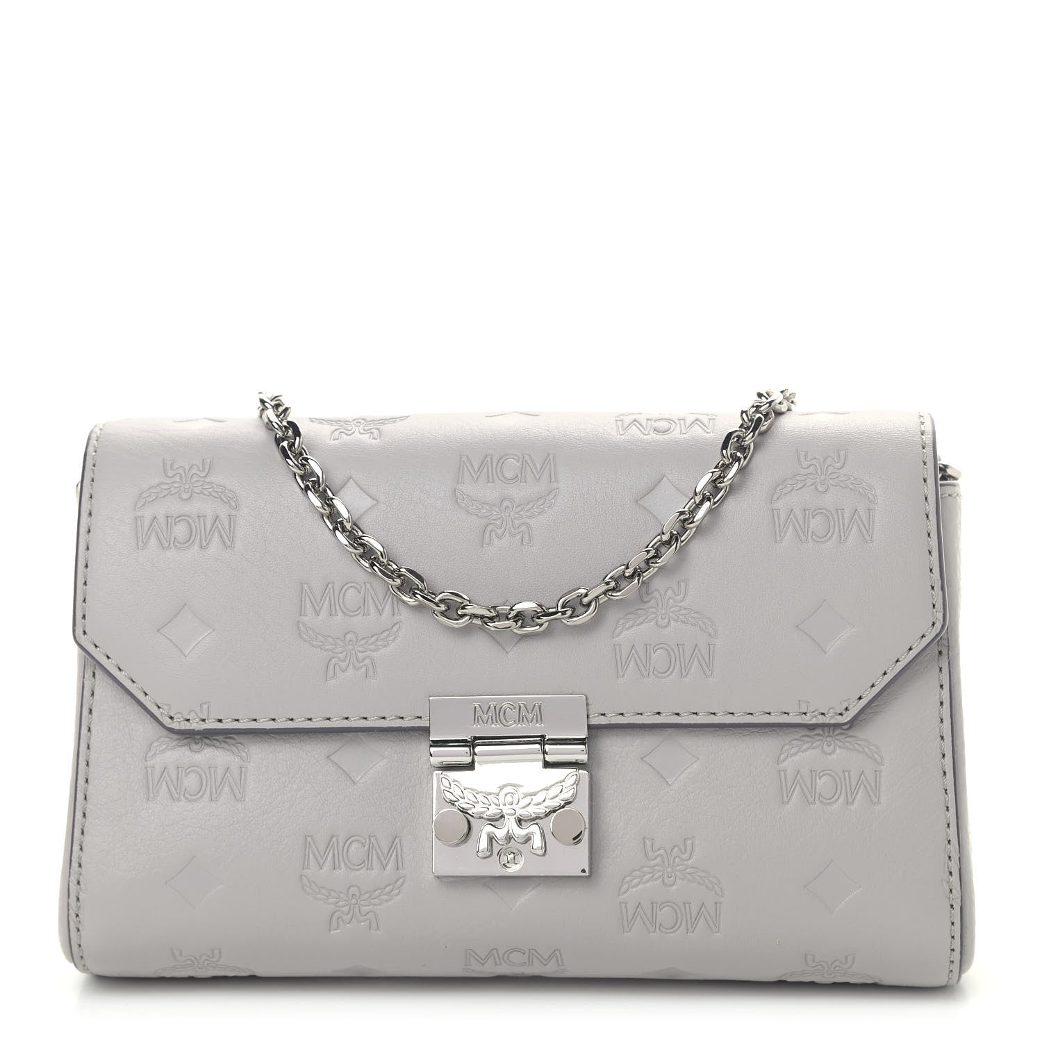MCM Calfskin Ottomar Monogram Small Crossbody Bag Dove Grey 1 of 8