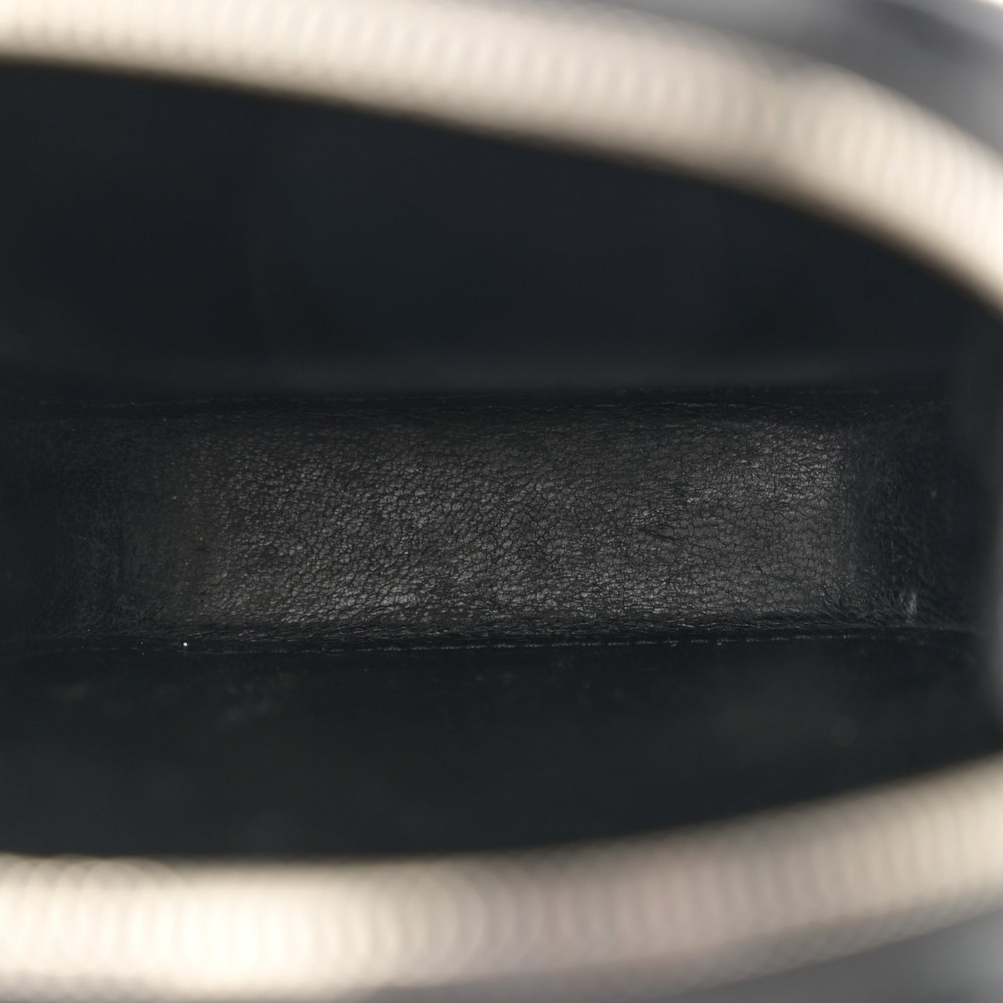 Shiny Calfskin Logo Crocodile Embossed Cash Phone Holder Bag Black White