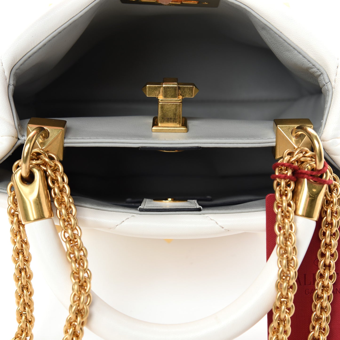 Nappa Small Roman Stud The Handle Bag Ivory