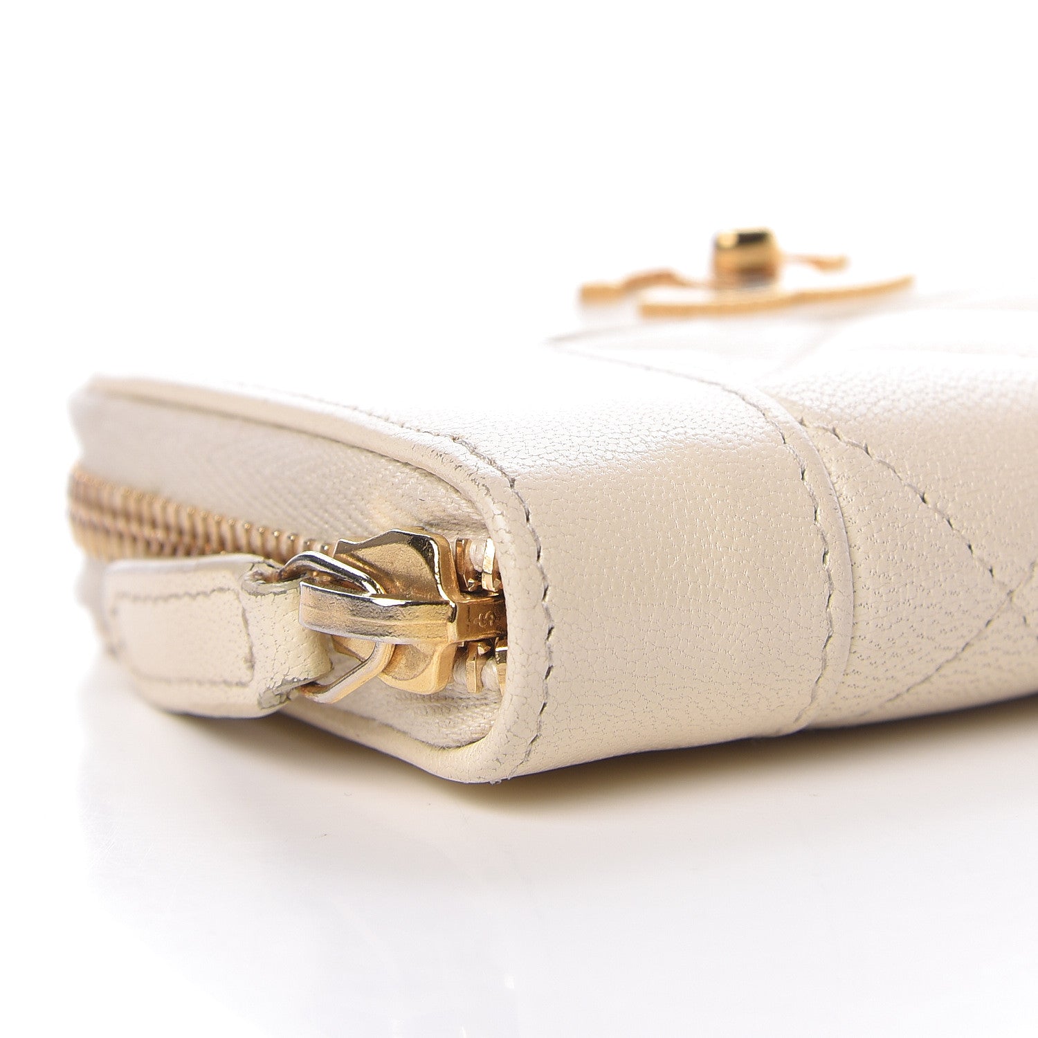 Chanel Sheepskin Quilted Mademoiselle Vintage Zip Coin Purse White 8 of 12