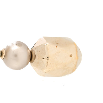 Chanel Metal Bead Pearl CC Drop Earrings Golden Pearly White 7 of 9