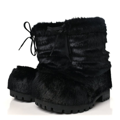 Balenciaga Faux Mink Alaska Low Boots 37-38 Black 4 of 9