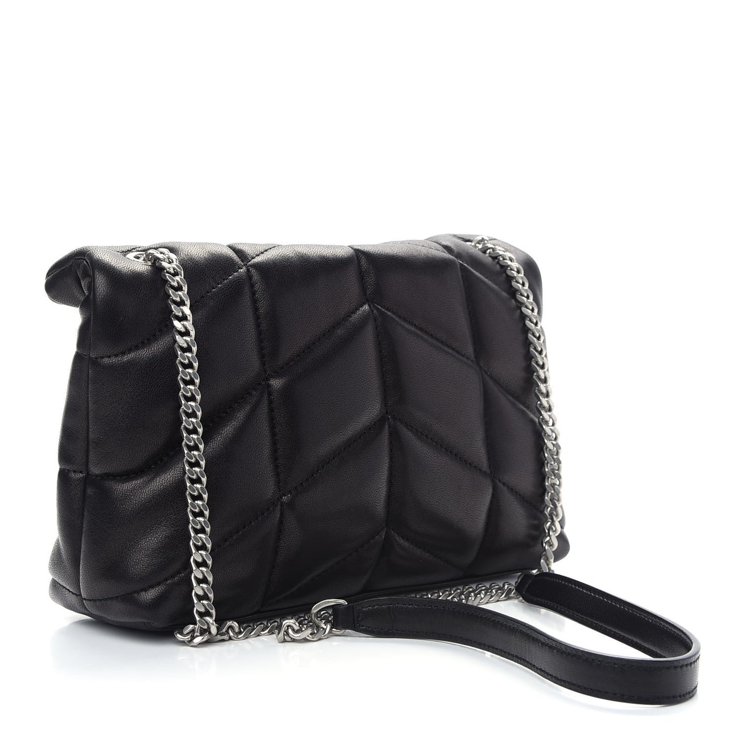 Lambskin Quilted Toy Loulou Puffer Monogram Chain Satchel Black