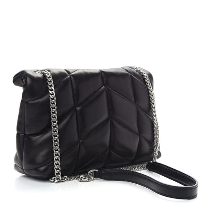 Saint Laurent Lambskin Quilted Toy Loulou Puffer Monogram Chain Satchel Black 3 of 8