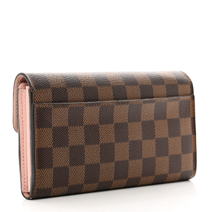 Louis Vuitton Damier Ebene Sarah Wallet NM Rose Ballerine 3 of 9