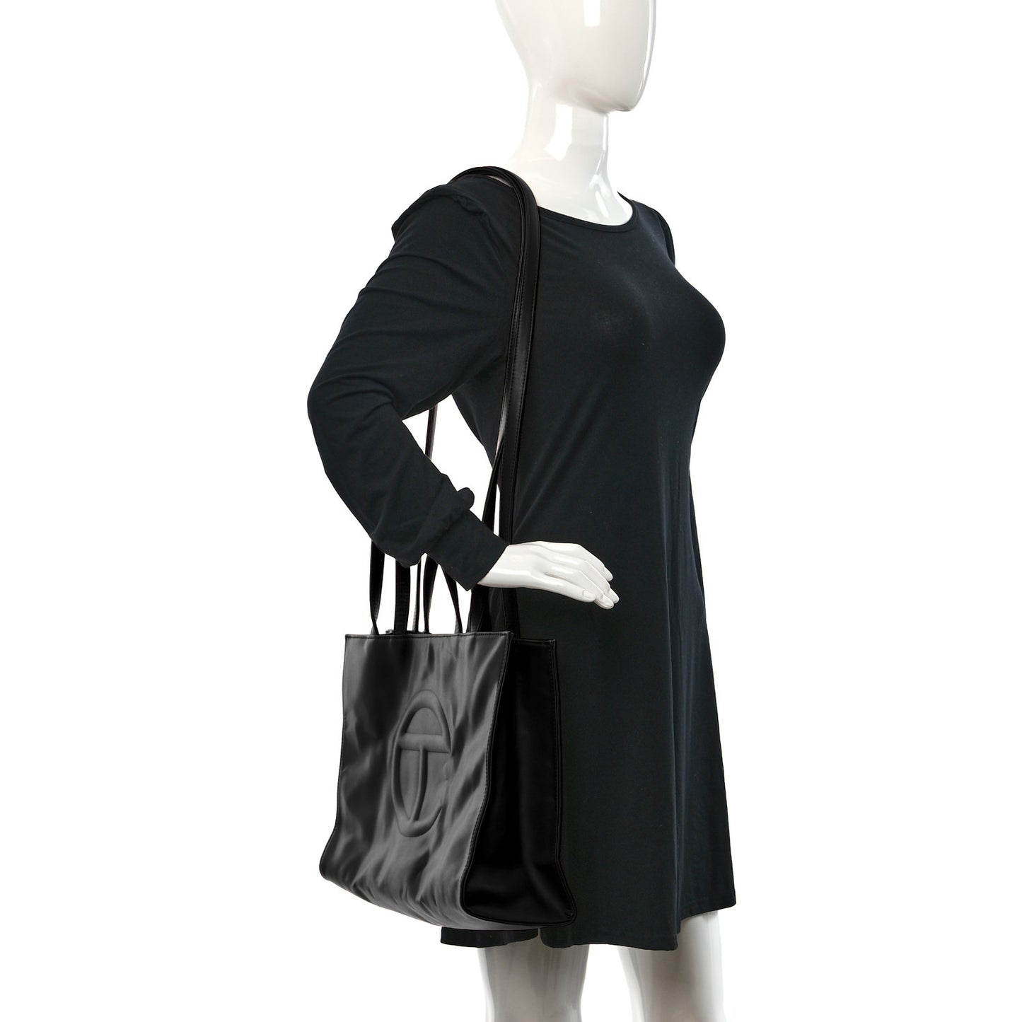 Vegan Leather Medium Shopping Bag Black