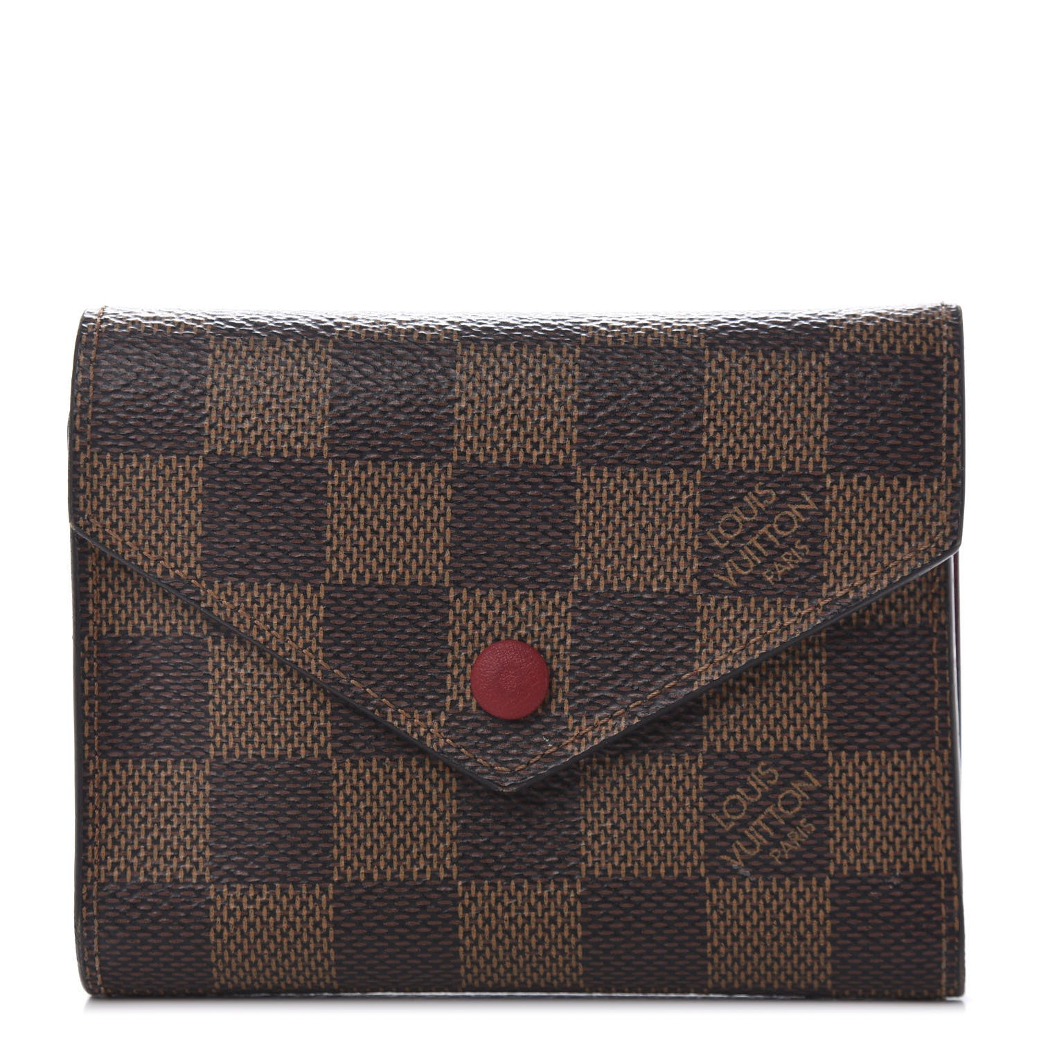 Louis Vuitton Damier Ebene Victorine Wallet Red 1 of 10