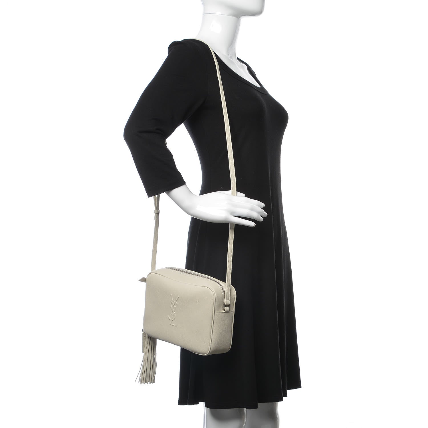 Saint Laurent Lambskin Monogram Small Lou Camera Bag Icy White 2 of 8