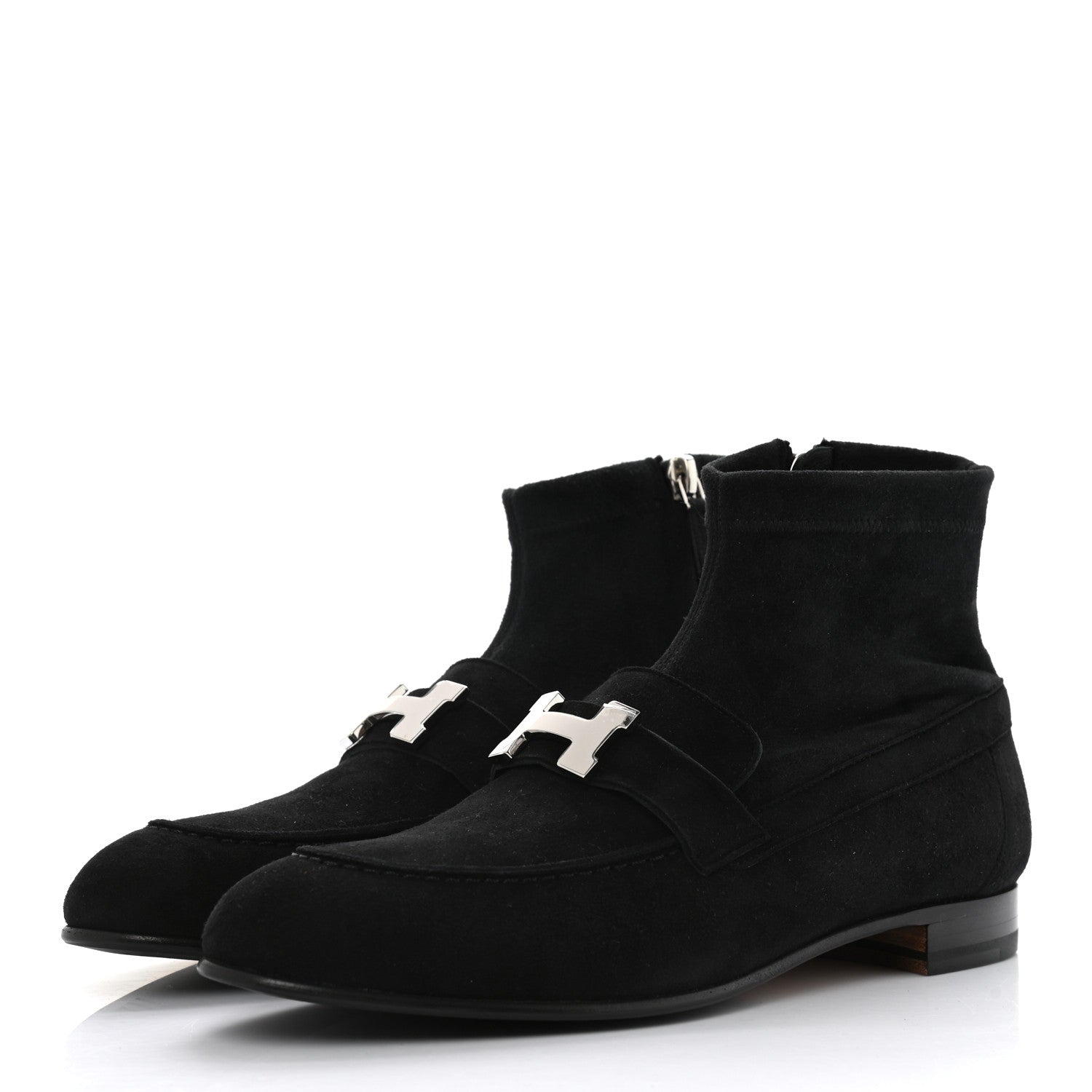 Hermes Stretch Velvet Goatskin Saint Honore Ankle Boots 37 Black 3 of 9
