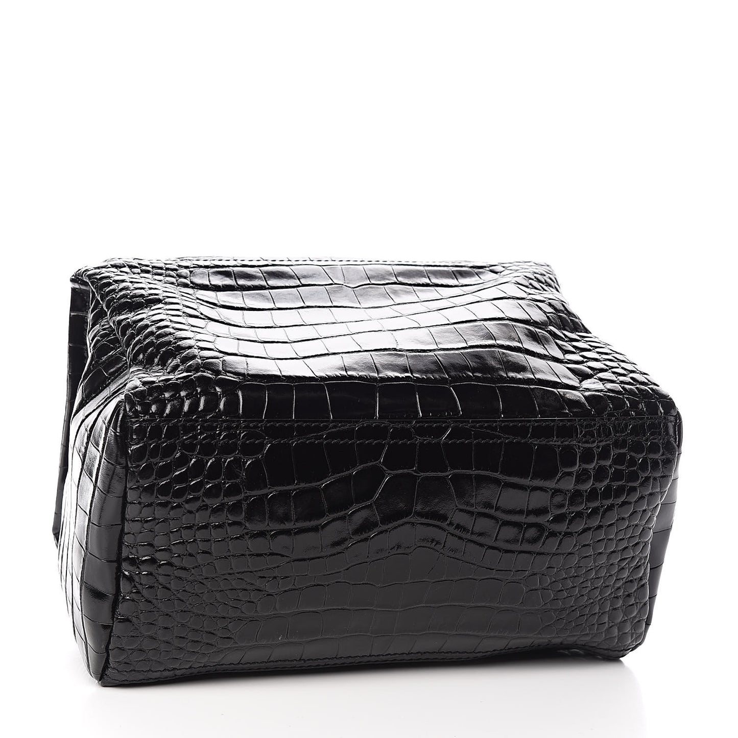 Calfskin Crocodile Embossed Small Pandora Black