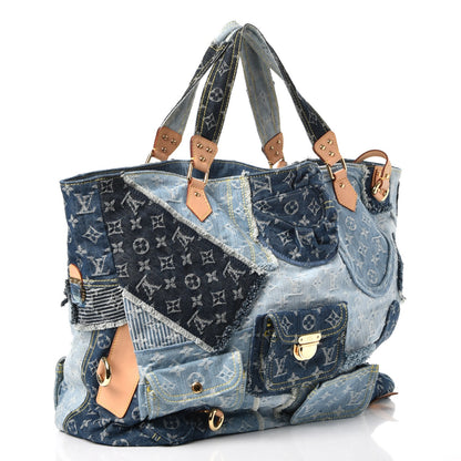 Louis Vuitton Denim Patchwork Cabby Tote Blue 3 of 10
