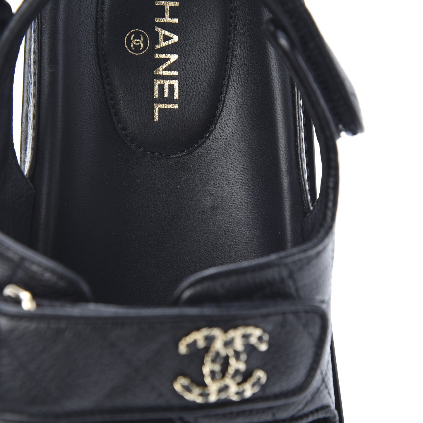 Grained Calfskin Velcro Dad Sandals 39.5 Black