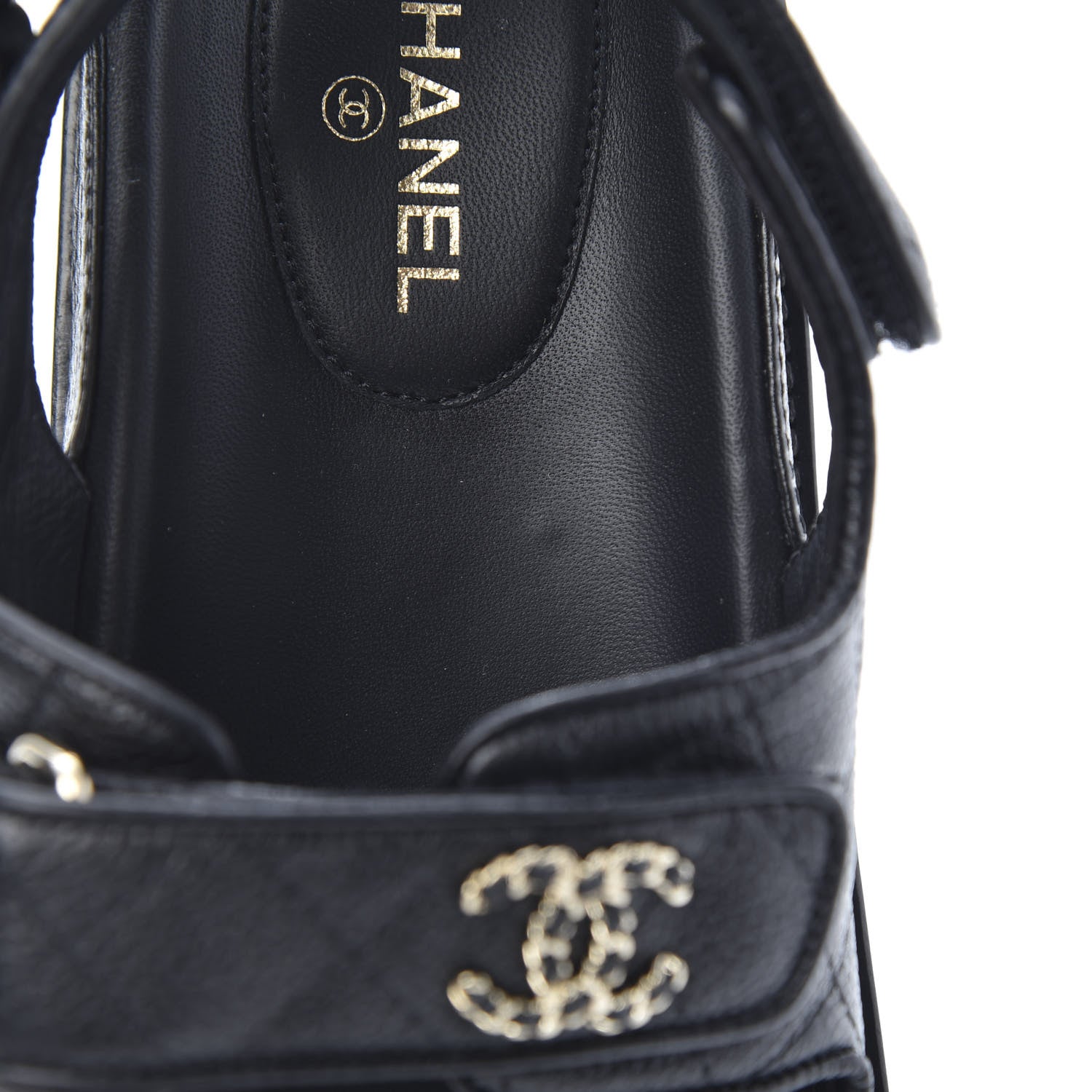 Chanel Grained Calfskin Velcro Dad Sandals 39.5 Black 8 of 10
