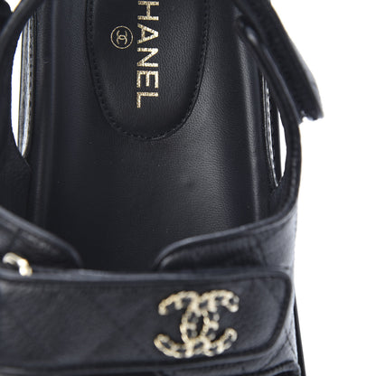 Chanel Grained Calfskin Velcro Dad Sandals 39.5 Black 8 of 10