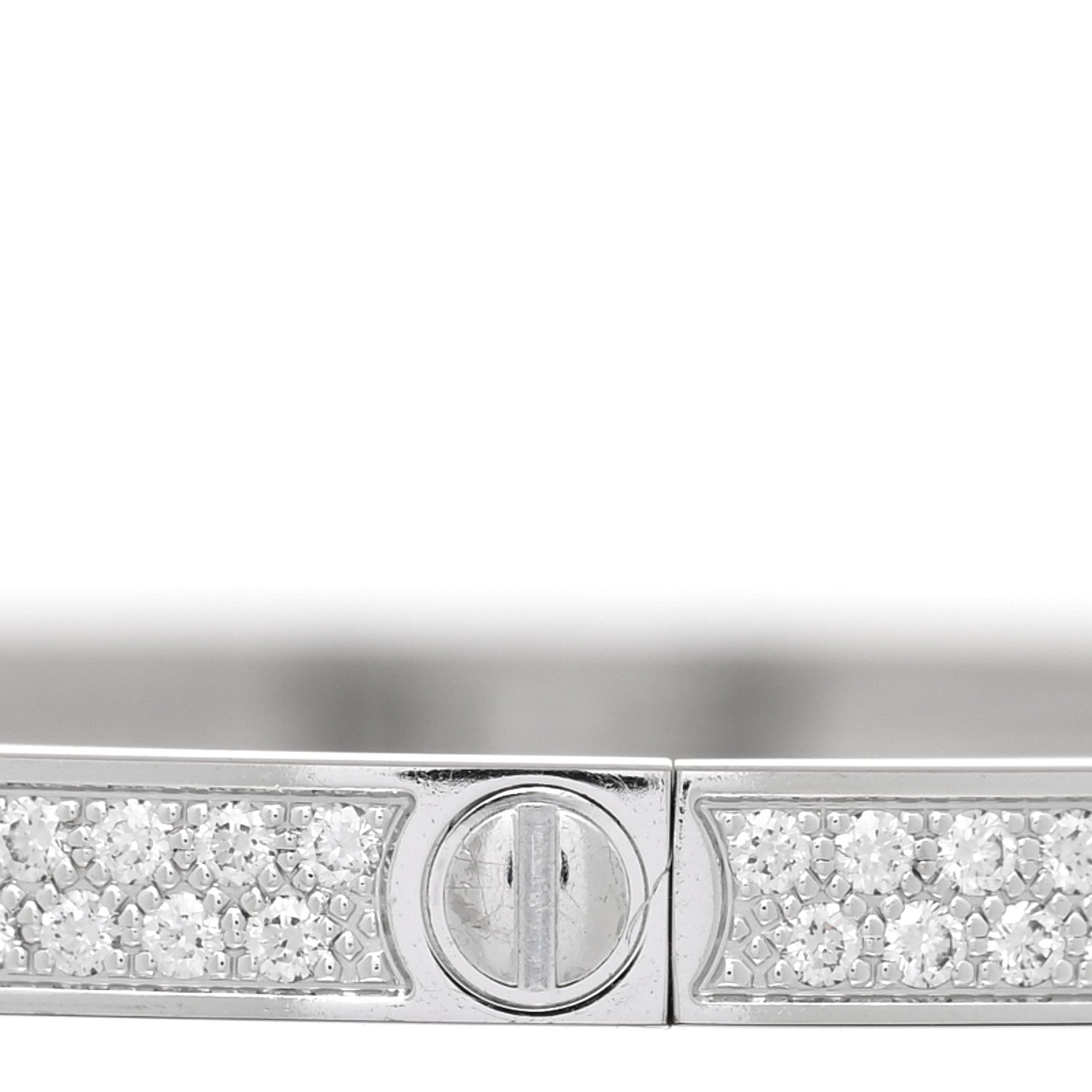 Cartier 18K White Gold Diamond Small LOVE Paved Bracelet 16 5 of 7