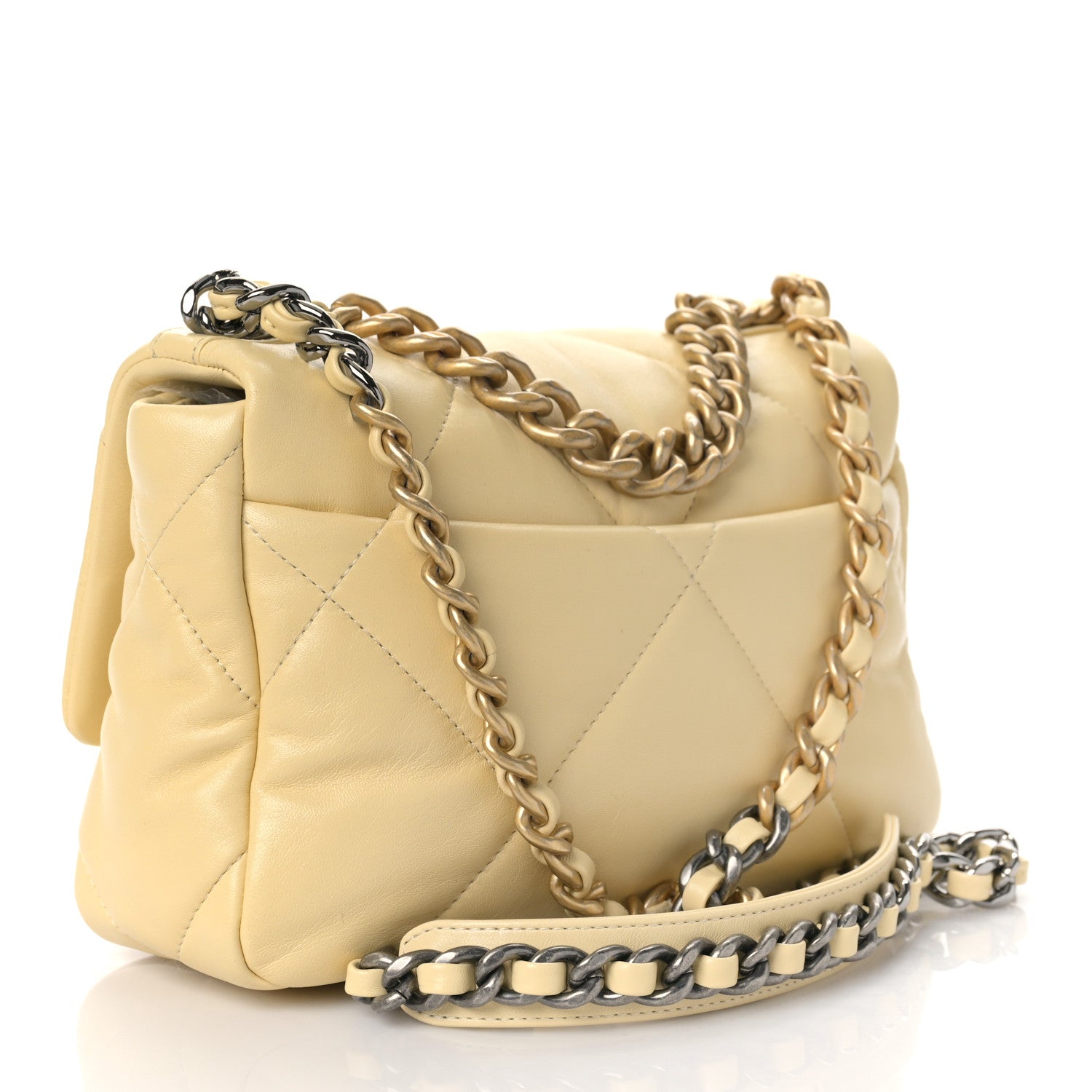 Chanel Lambskin Quilted Medium Chanel 19 Flap Yellow 2 of 8