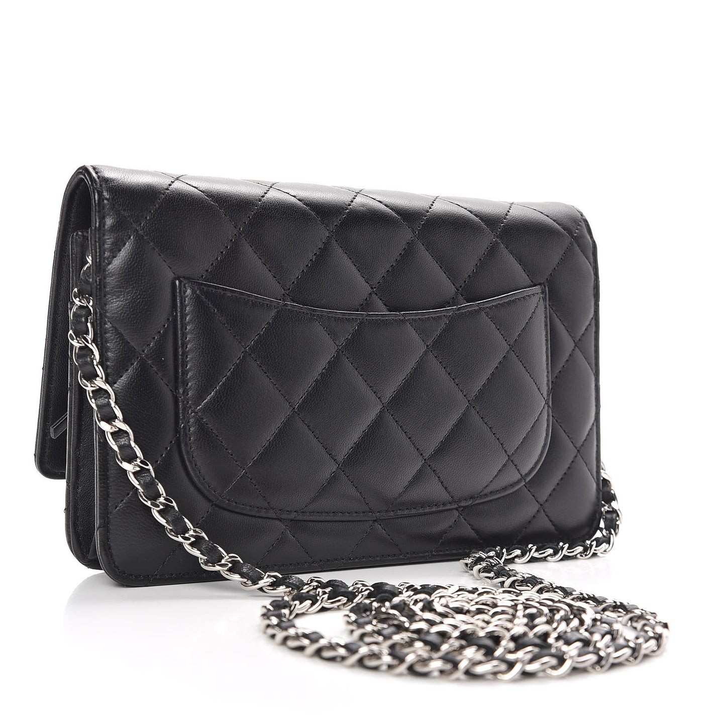 Lambskin Quilted Wallet On Chain WOC Black