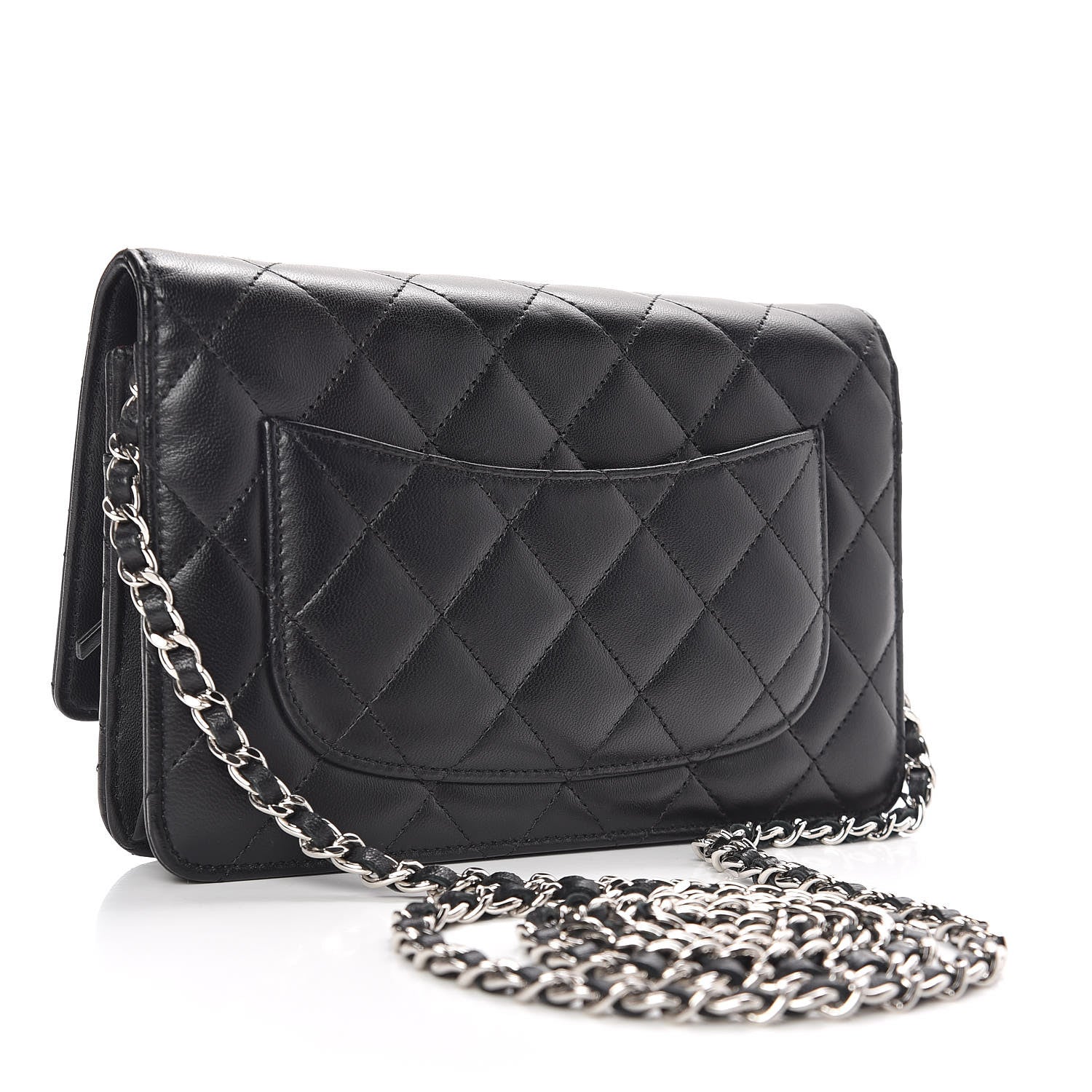 Chanel Lambskin Quilted Wallet On Chain WOC Black 3 of 10