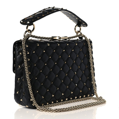 Valentino Garavani Lambskin VLTN Print Medium Rockstud Spike Shoulder Bag Black 3 of 9