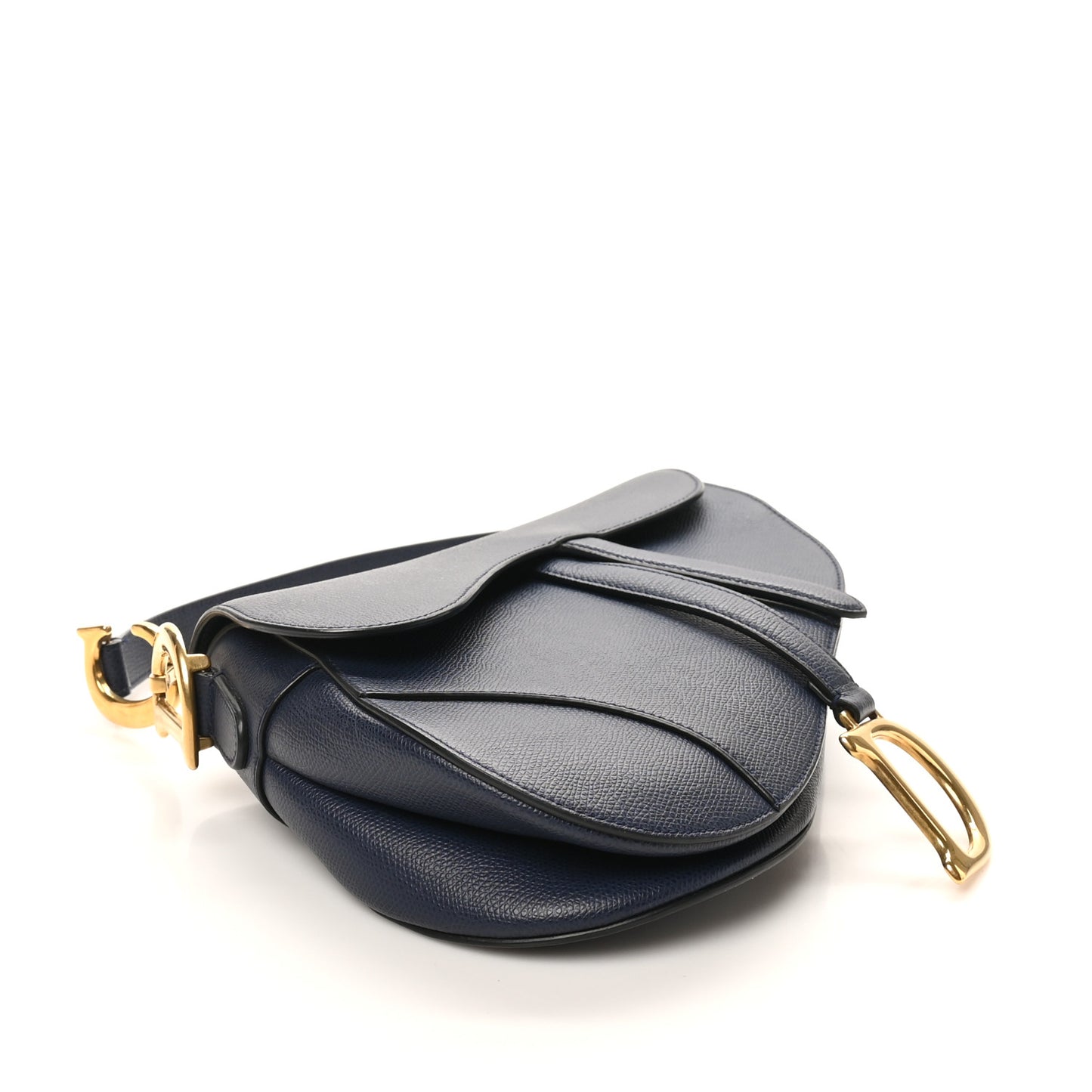 Grained Calfskin Saddle Bag Navy