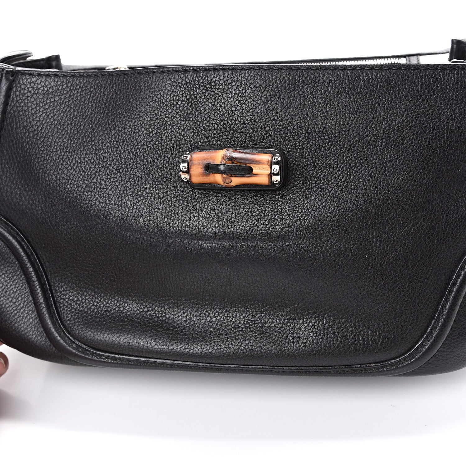 Gucci Calfskin Large New Bamboo Top Handle Bag Black 9 of 16