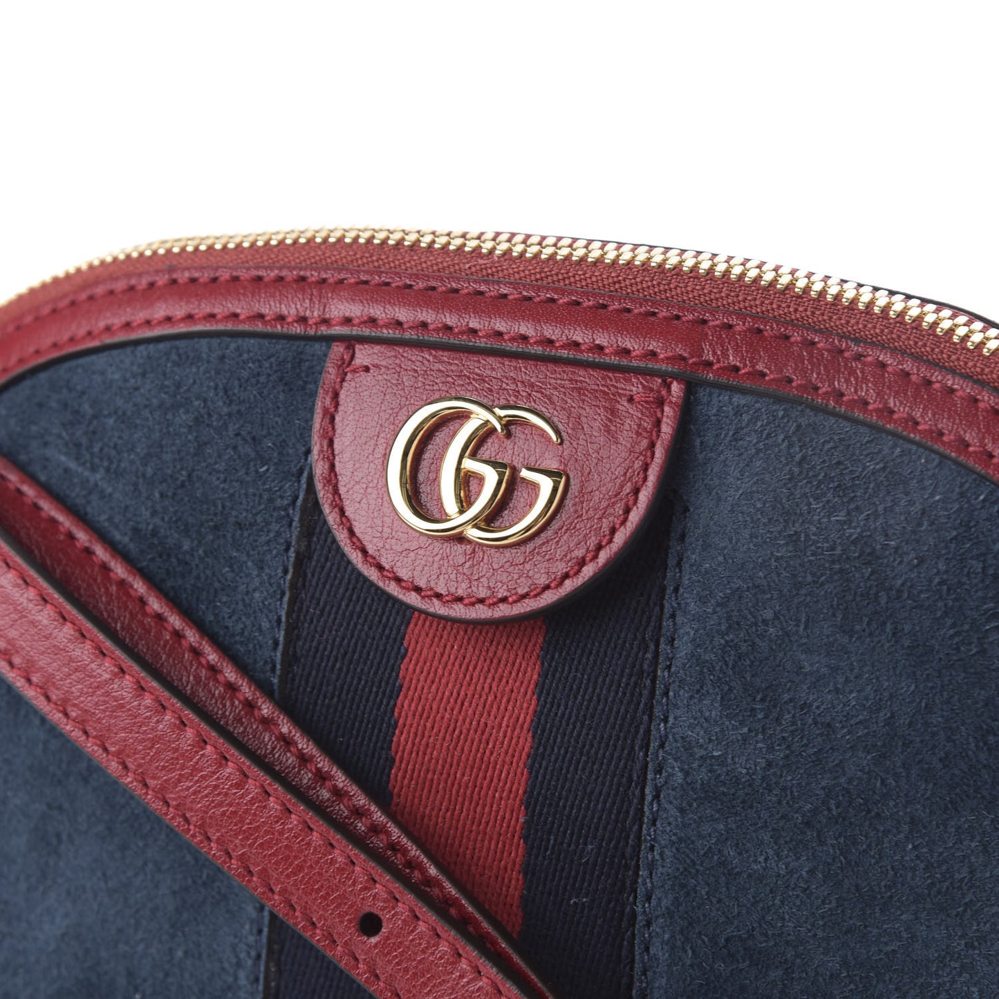 Suede Calfskin Web Small Ophidia Dome Shoulder Bag New Blue Romantic Cherry