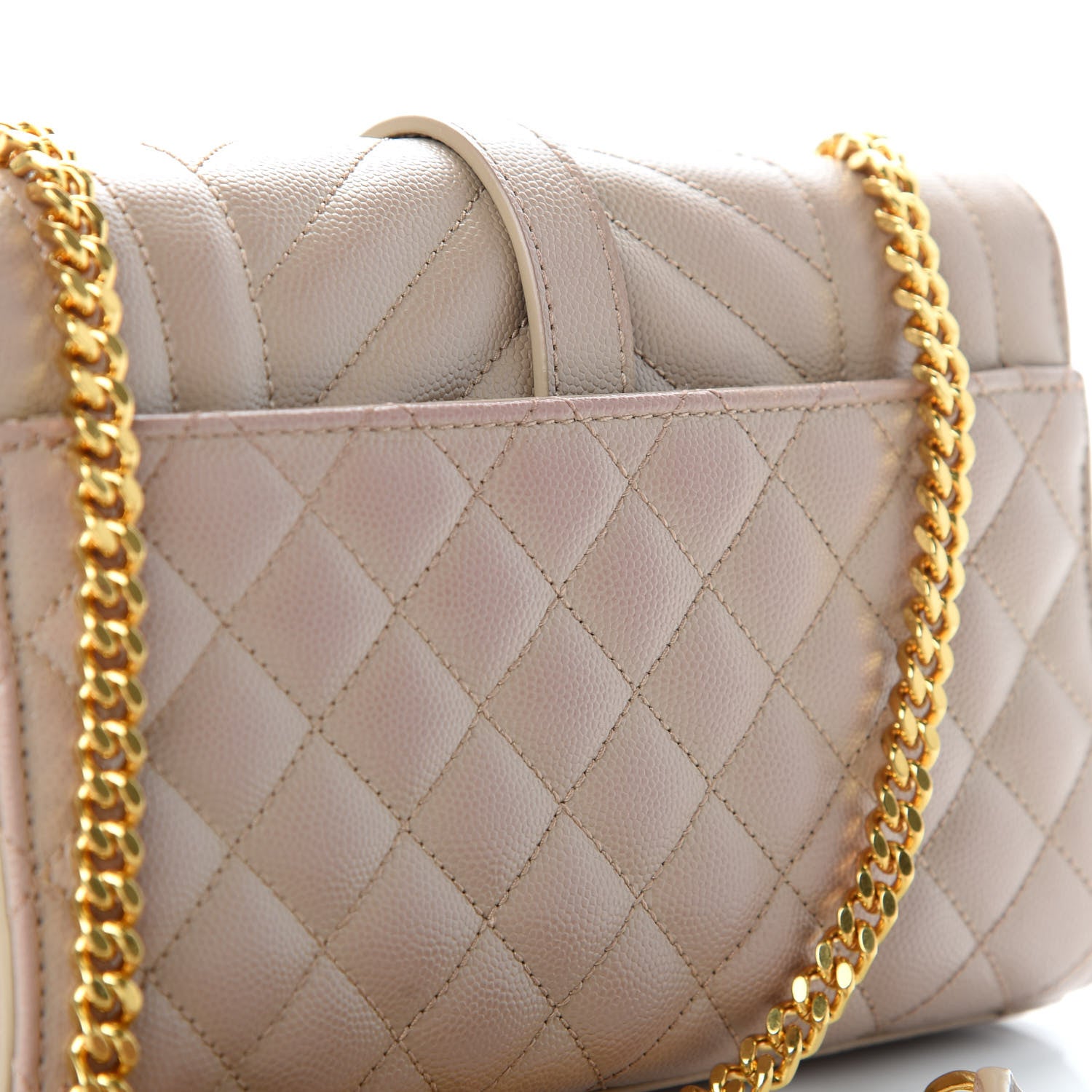 Saint Laurent Grain De Poudre Textured Mixed Matelasse Triquilt Small Monogram Satchel Nude Powder 10 of 10