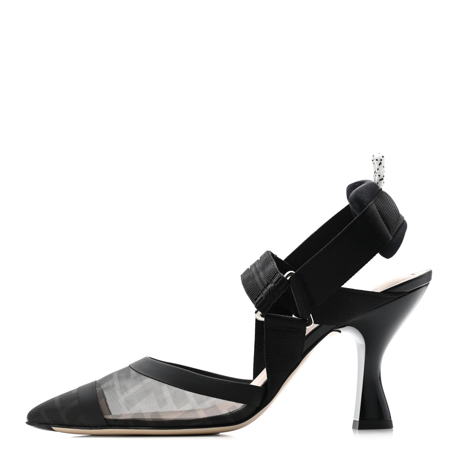 Fendi Technical Mesh FF Colibri 85mm Slingback Pumps 39 Black 1 of 17
