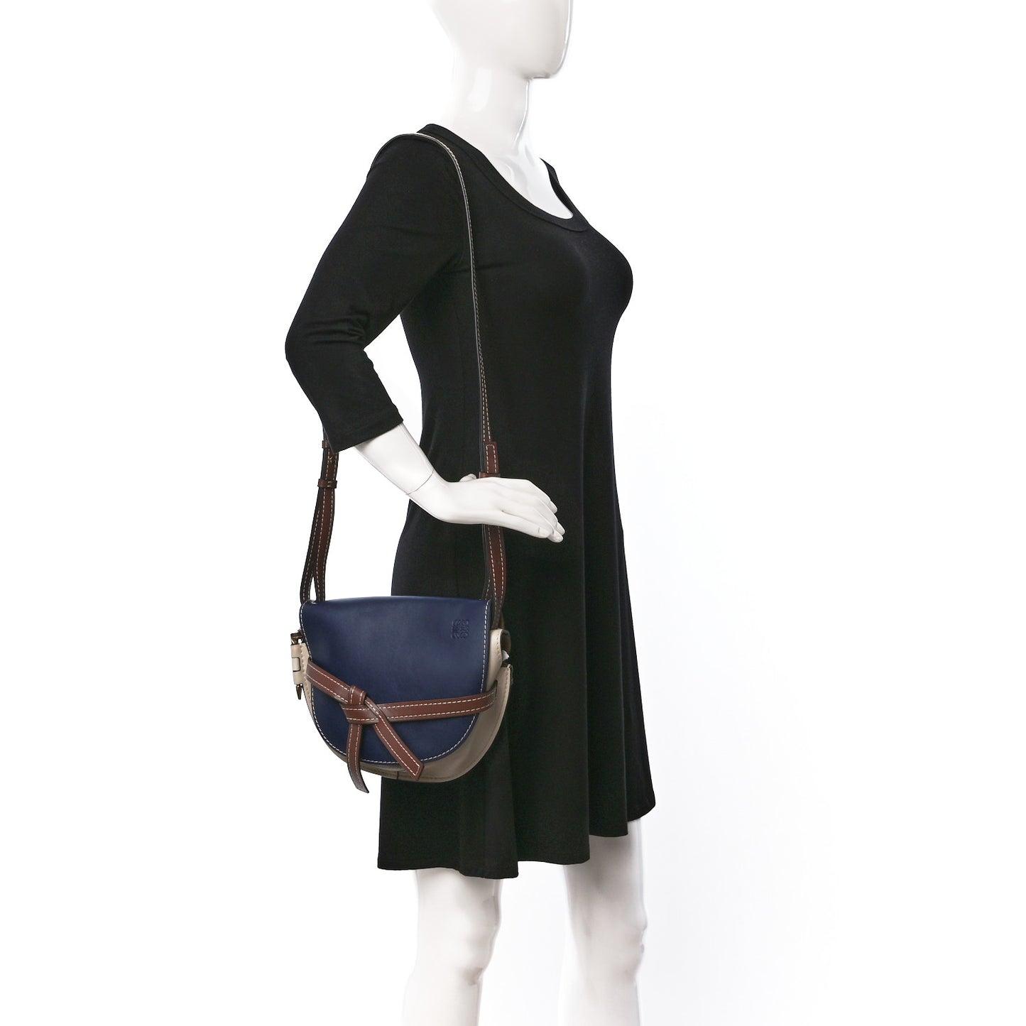 Calfskin Small Gate Crossbody Bag Blue