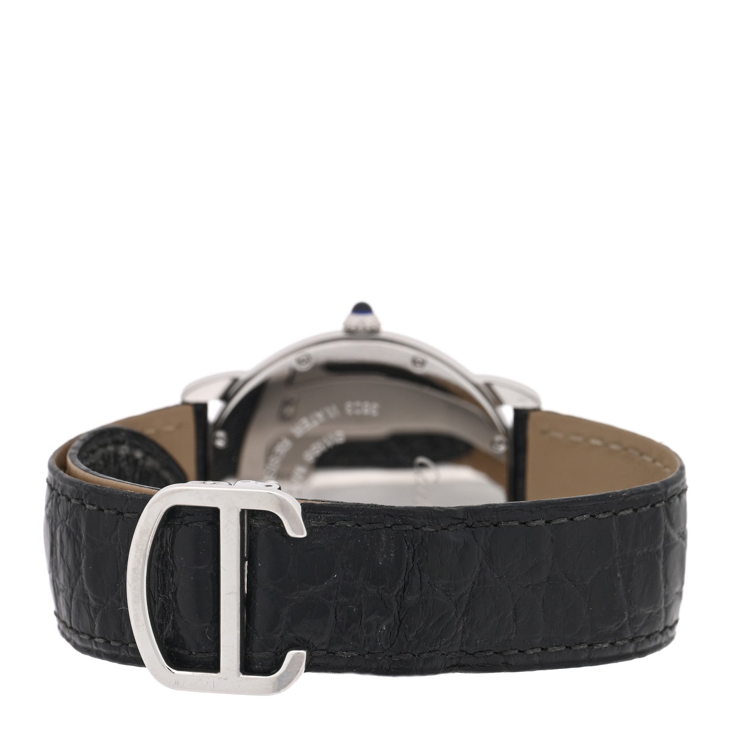 Cartier Stainless Steel Alligator 36mm Ronde Solo Quartz Watch 3 of 5